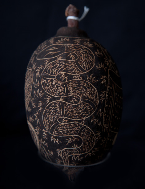 Carved Boab Nut - Serpent