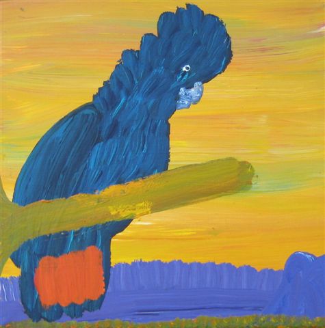 Orange Tail Black Cockatoo by Kukula Mcdonald at Aboriginal Art ...